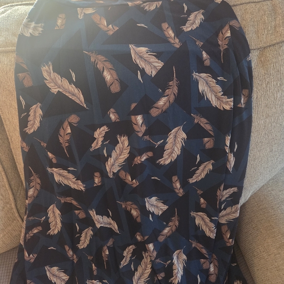 LuLaRoe Dresses & Skirts - LuLaRoe Maxi Skirt with Feather Print in Navy and Tan